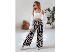 Dámské pruhované kalhoty se širokými nohavicemi ZEBRAVIBE UY2653 béžovo-černé - FashionStreet