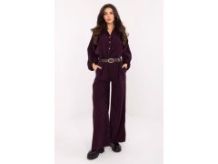 Manšestrové kalhoty s vysokým pasem model 220285 Italy Moda