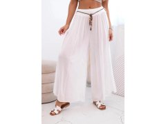 Dámské kalhoty z&nbsp;viskózy se širokými nohavicemi bílý