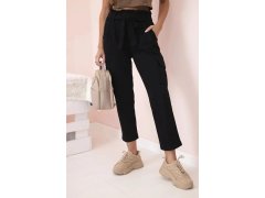 Dámské cargo kalhoty s&nbsp;vysokým pasem černý