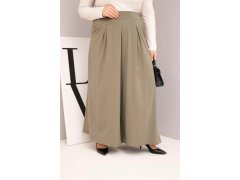 Dámské bavlněné kalhoty Plus Size s širokými nohavicemi a volným střihem khaki