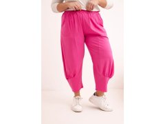 Dámské kalhoty Plus Size s nízkým sedem a gumou v pase růžové