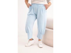 Dámské kalhoty Plus Size s nízkým sedem a gumou v pase modré