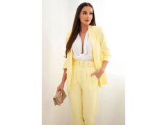 Elegantní komplet saka s&nbsp;kalhotami žlutý