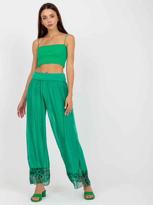 Dámské široké kalhoty DHJ SP 20822.37 zelená - FPrice - Dámské oblečení kalhoty