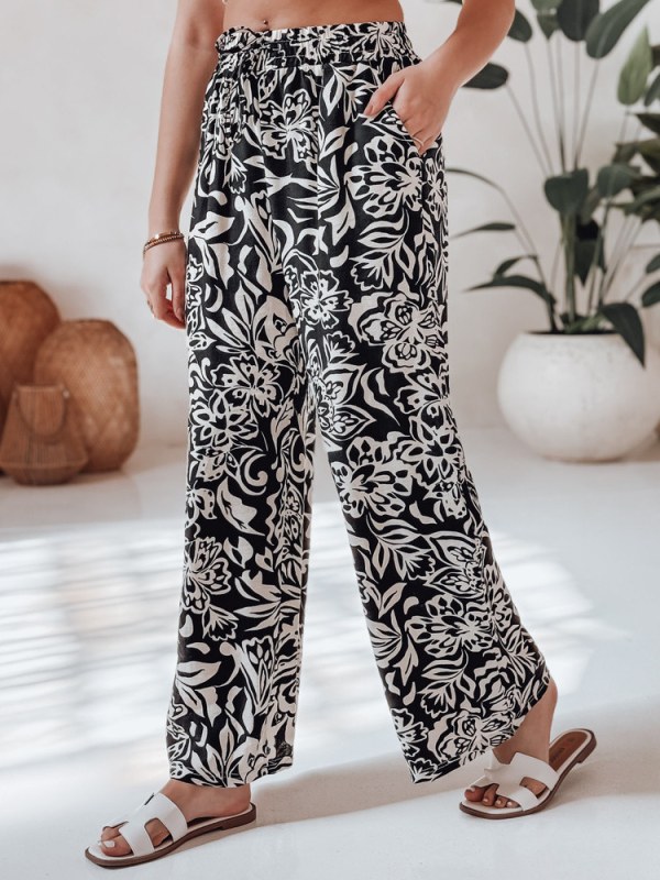 Dámské kalhoty uy2634 TROPICAL SUN černo-krémové - FashionStreet