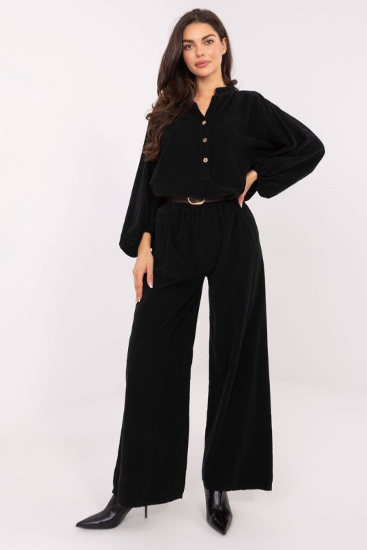 Manšestrové kalhoty s vysokým pasem model 220280 Italy Moda