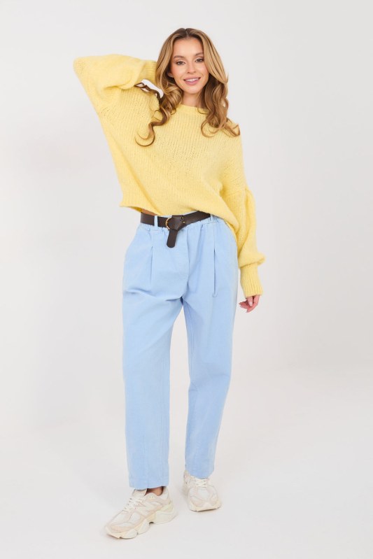 Manšestrové kalhoty s vysokým pasem model 224381 Italy Moda