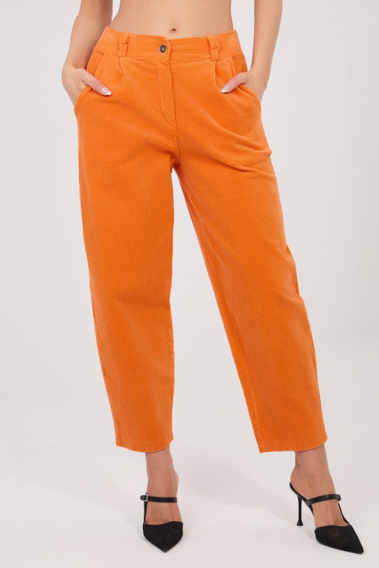 Manšestrové kalhoty s vysokým pasem model 225084 Rue Paris