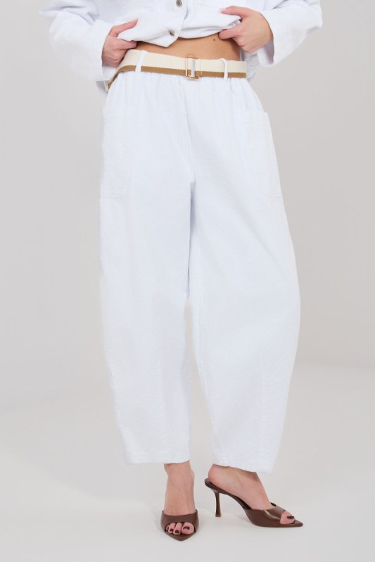 Manšestrové kalhoty s vysokým pasem model 225425 Rue Paris