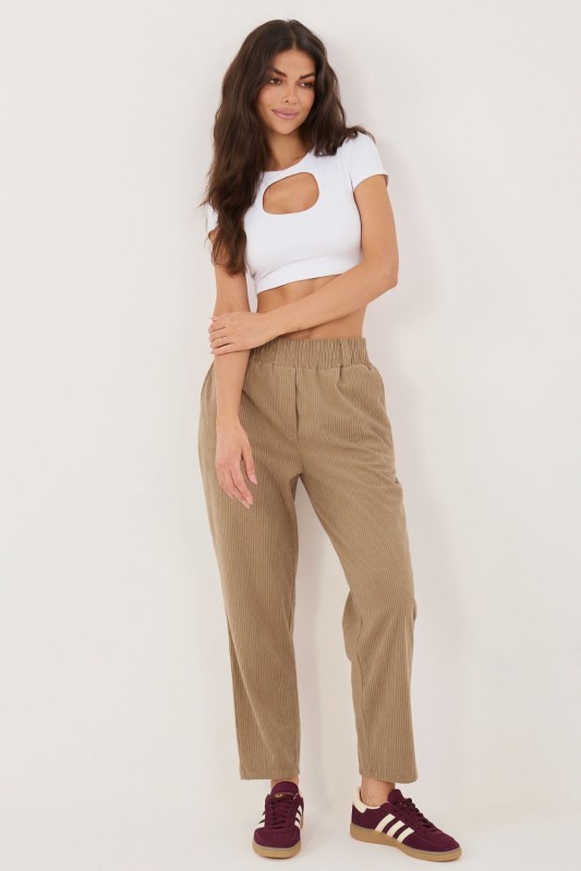 Manšestrové kalhoty s vysokým pasem model 226968 Rue Paris
