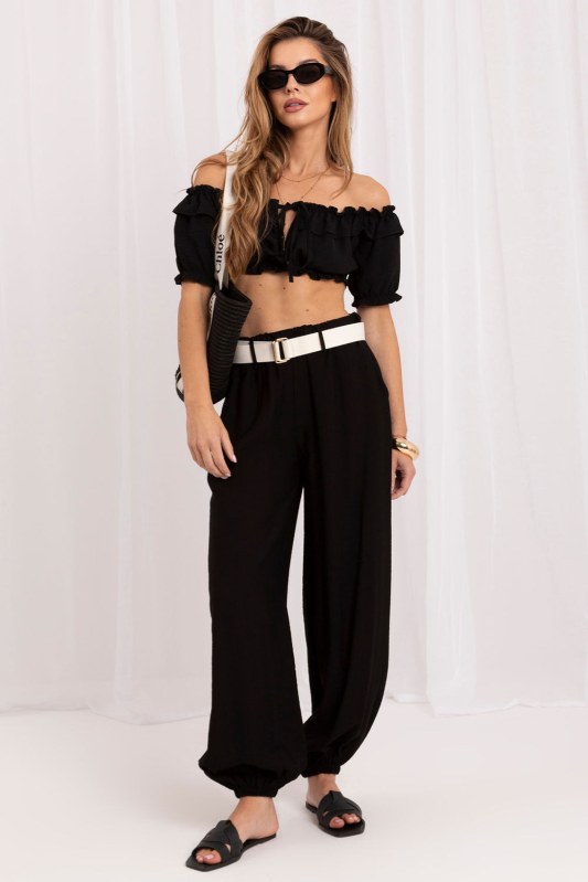 Dámské kalhoty s vysokým pasem model 229203 Rue Paris