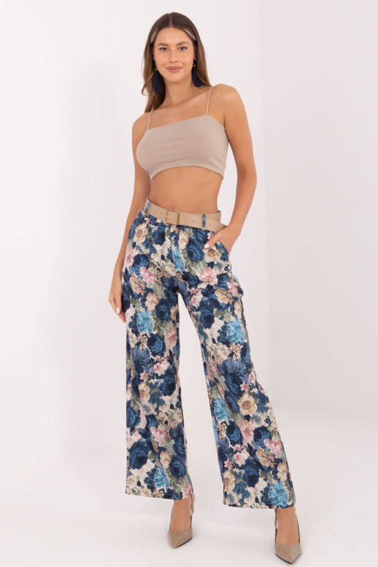 Dámské kalhoty s květinovým vzorem model 231254 Rue Paris