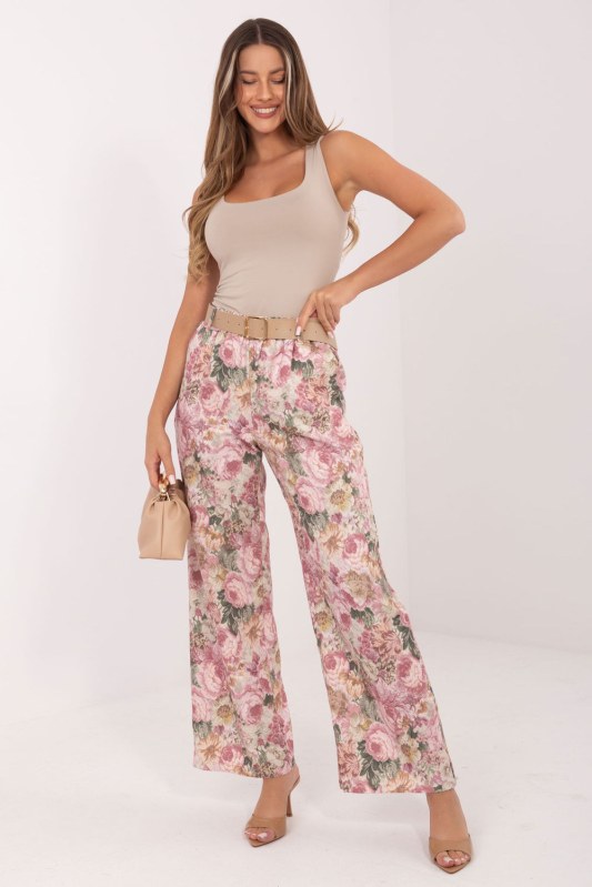Dámské kalhoty s květinovým vzorem model 231255 Rue Paris