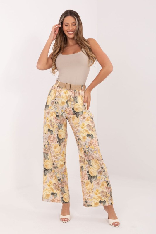 Dámské kalhoty s květinovým vzorem model 231256 Rue Paris