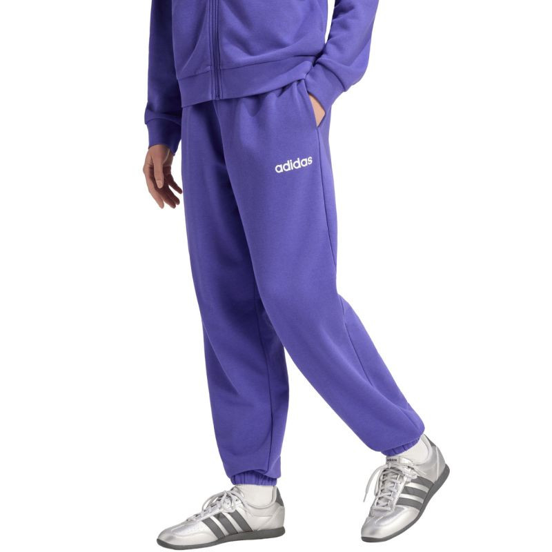 Dámské kalhoty adidas Essentials Linear French Terry Cuffed, fialové, KF8363