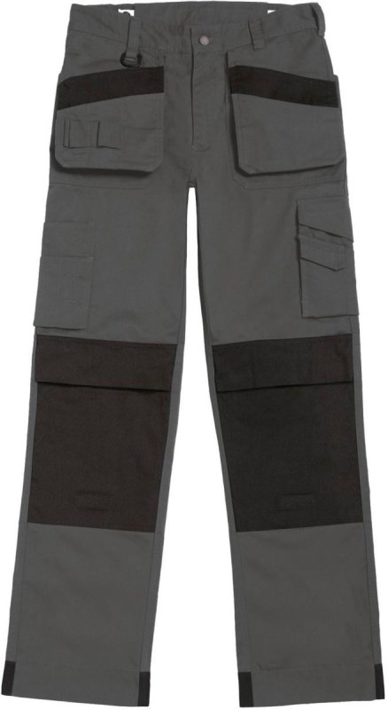 B&C Performance Pro Pracovní kalhoty s&nbsp;multi-kapsami 01.0C51 steel grey/black - Dámské oblečení kalhoty