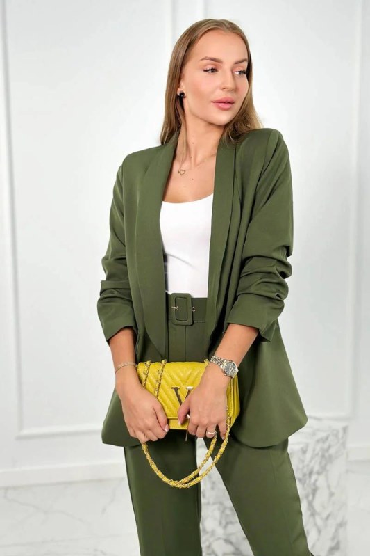Elegantní souprava saka a kalhot khaki