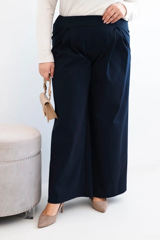 Dámské kalhoty Plus Size s širokými nohavicemi a plisováním granátové