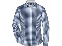 Daiber JN 616 Popelínová kostkovaná halenka s dl. rukávem 02.0616 navy/white