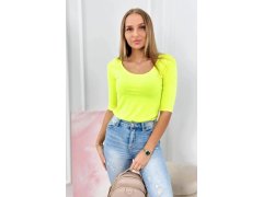 Halenka s&nbsp;kulatým výstřihem žlutá neonová