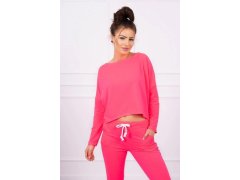 Sada s oversize halenkou růžová neonová
