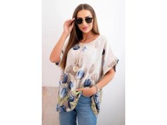 Dámská bavlněná košile s&nbsp;květinovým vzorem béžový