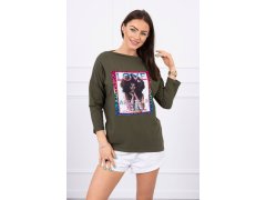 Halenka s grafikou khaki American Girl