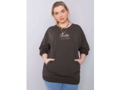 Tmavá khaki halenka plus size velikosti s nášivkou Messina