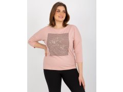 Světle růžová halenka s kulatým výstřihem plus size