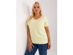 Světle žlutá dámská halenka plus size s kapsou