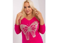 Fuchsiová dámská halenka plus size s potiskem 6825115