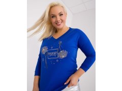 Dámská kobaltová halenka plus size s aplikacemi