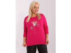 Fuchsiová dámská halenka plus size s potiskem 6606202