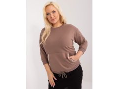 Hnědá ležérní halenka plus size velikosti s 3/4 rukávem