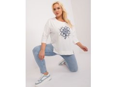 Ecru ležérní halenka plus size velikosti s aplikacemi