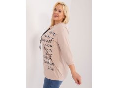 Béžová dámská halenka plus size s nápisy