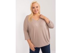 Tmavě béžová plus size viskózová halenka