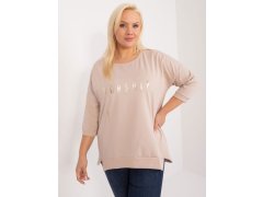 Béžová blůza plus size s nápisem