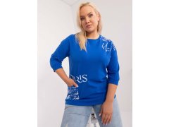 Kobaltově modrá dámská halenka plus size s nápisy