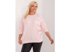 Světle růžová halenka plus size s aplikací