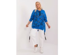 Tmavě modrá dámská halenka plus size s rozparky