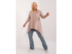 Tmavě béžová halenka plus size s nášivkou