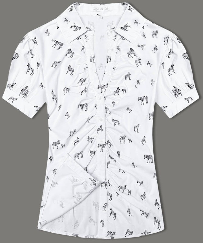 Dámská halenka s límečkem a vzorem zeber (AWY2011D) bílá - Fashion - košile a halenky