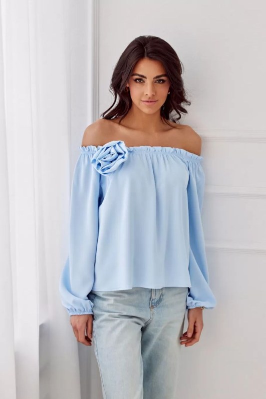 Halenka BLU0180 světle modrá - Roco Fashion - Dámské oblečení košile a halenky