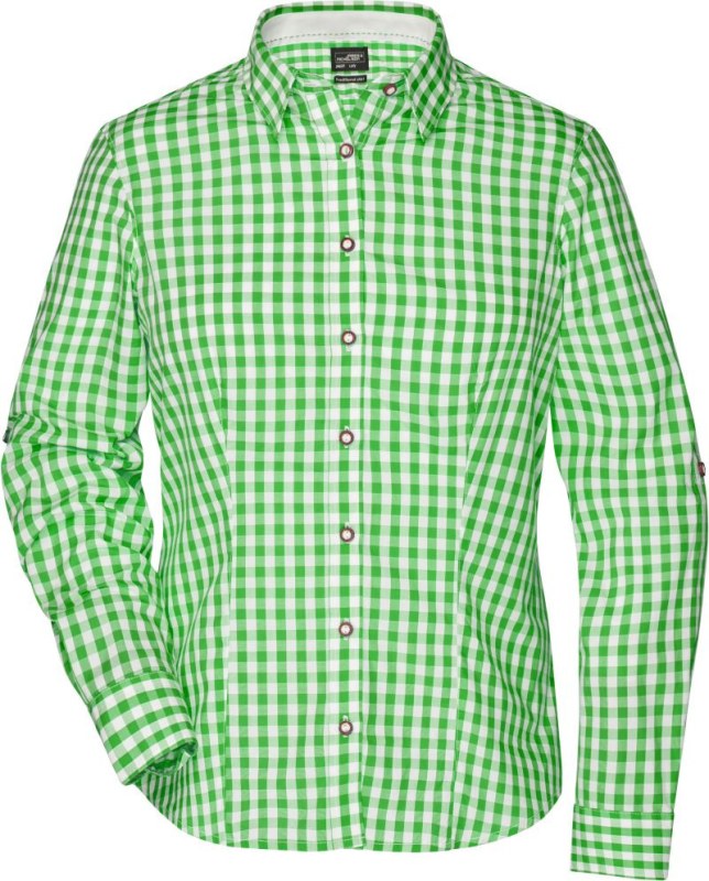 Daiber JN 637 Popelínová kostkovaná halenka tradiční styl 02.0637 green/white - Dámské oblečení košile a&nbsp;halenky