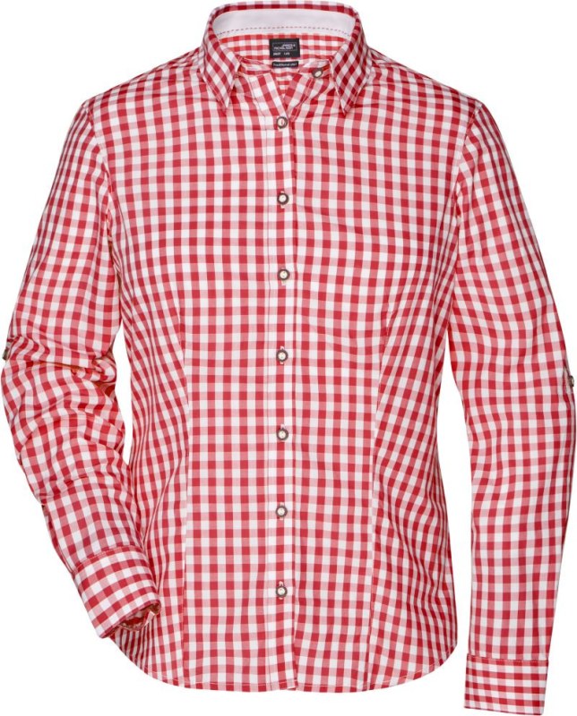 Daiber JN 637 Popelínová kostkovaná halenka tradiční styl 02.0637 red/white