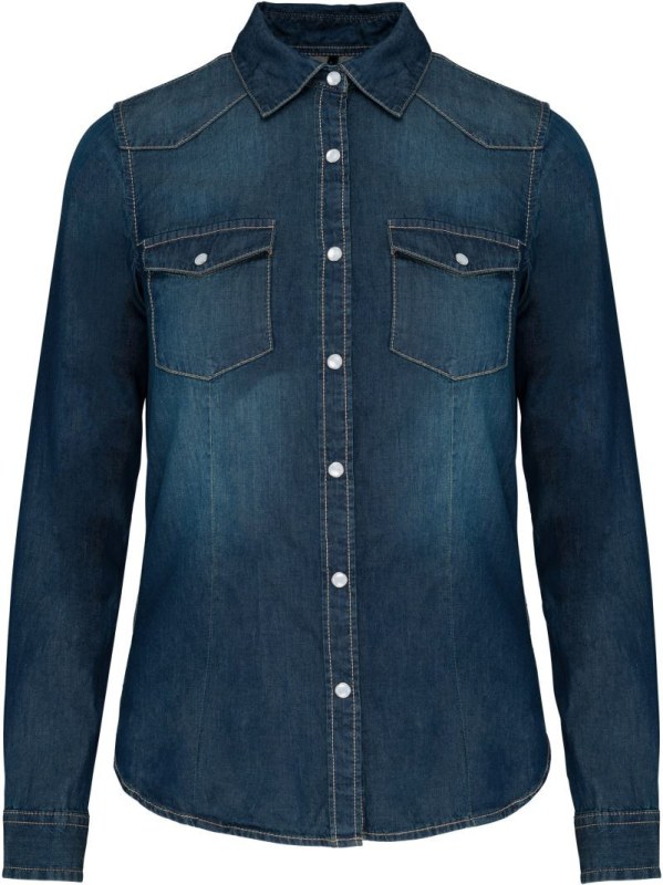 Kariban K 518 Denim halenka s dlouhým rukávem 20.K518 blue jean