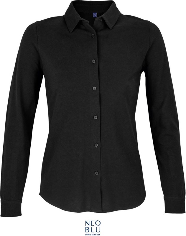 NEOBLU Basile Women Piqué halenka s dlouhým rukávem 24.3791 deep black