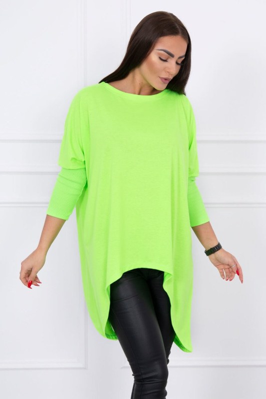 Oversize halenka zelená neonová - Dámské oblečení košile a halenky